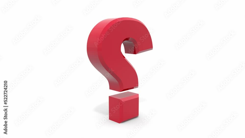 Question letters rotate. Three-dimensional red letters. The question mark rotates slowly. Question letters rotate. Three-dimensional red letters. The question mark rotates slowly.