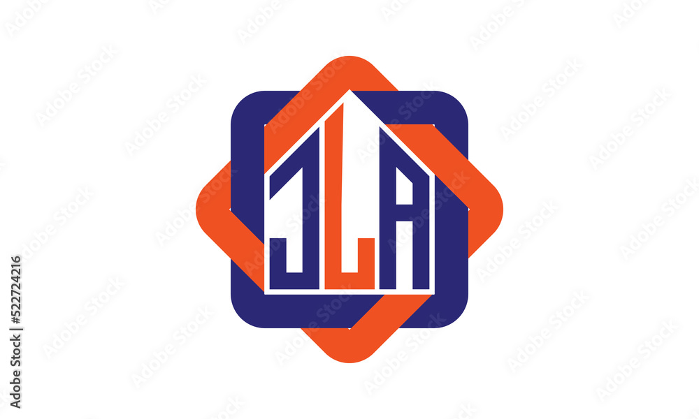 JLA three letter real estate logo with home icon logo design vector