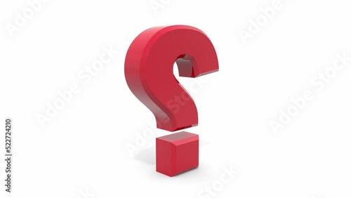 Question letters rotate. Three-dimensional red letters. The question mark rotates slowly.