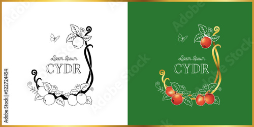 idyllic fruit orchard, art deco & art nouveau style, vector, logo illustration vol. 