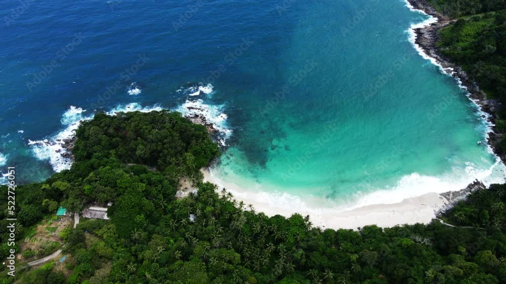 4K Professional video Aerial view high angle view Video slow motion beach sea in island Phuket Thailand. Tropical sea Andaman sea Location Phuket Thailand. 4K Professional video Aerial view high angle view Video slow motion beach sea in island Phuket Thailand. Tropical sea Andaman sea Location Phuket Thailand.