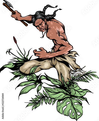Native American Indian vectors art colors