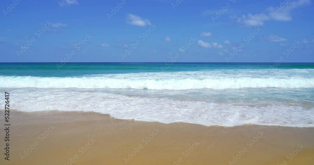 Professional video 4K Low angle view landscape beach sand seascape background in good weather day Tropical weather Locations Andaman sea Phuket Thailand. Nature and Go Everywhere travel concept. Professional video 4K Low angle view landscape beach sand seascape background in good weather day Tropical weather Locations Andaman sea Phuket Thailand. Nature and Go Everywhere travel concept.