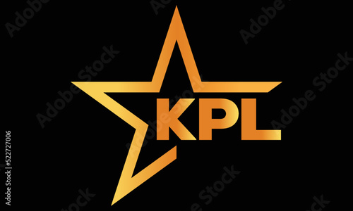 KPL golden luxury star icon three letter logo design vector template. royal logo | luxury logo | jewelry logo | premium logo | iconic logo | Victoria logo |	