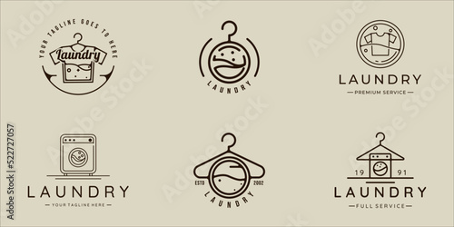 set of laundry line art vector logo simple minimalist illustration template icon graphic design. bundle collection of various business sign or symbol with typography