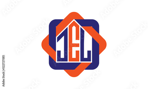 JEL three letter real estate logo with home icon logo design vector template | construction logo | housing logo | engineering logo | initial letter logo | minimalist logo | property logo |