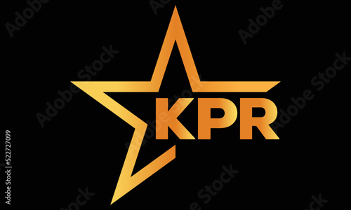 KPR golden luxury star icon three letter logo design vector template. royal logo | luxury logo | jewelry logo | premium logo | iconic logo | Victoria logo |	