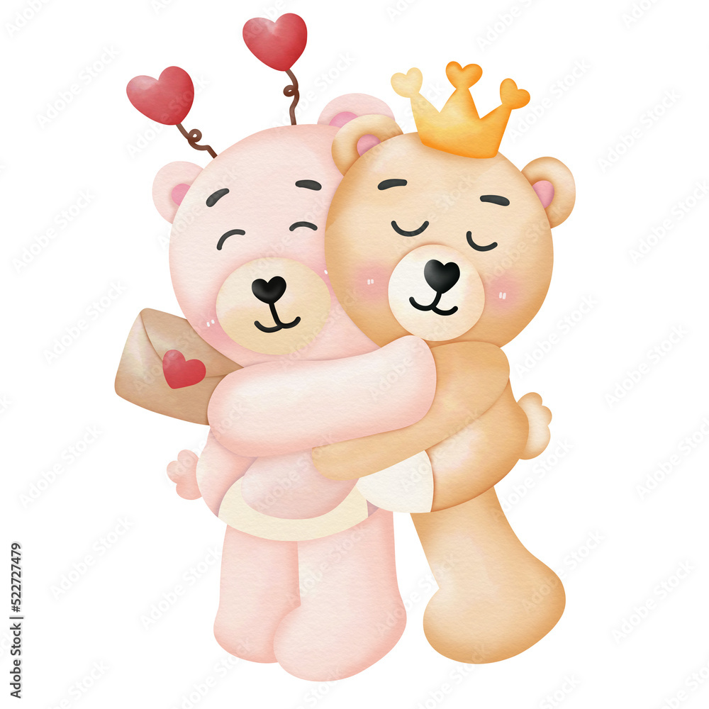valentine-teddy-bear-couple watercolor valentine-teddy-bear-couple watercolor