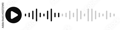 Voice message. Soundwave line. Audio waves. Record music player. Podcast. Equalizer icon. Voice playback. Vector illustration