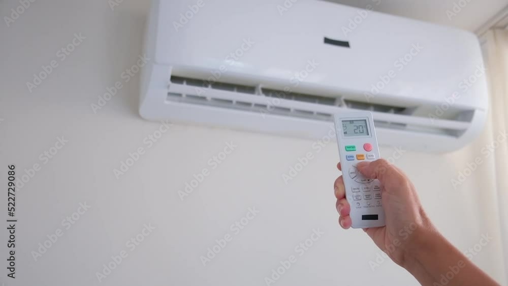Cool air conditioner with remote control female hand, abnormal heat, heat rescue