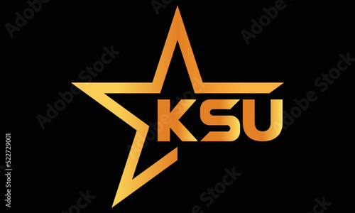 KSU golden luxury star icon three letter logo design vector template. royal logo | luxury logo | jewelry logo | premium logo | iconic logo | Victoria logo |	 photo