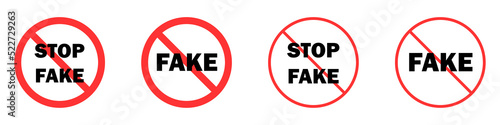 Fake. False information and news in the media. Stop fake and misinformation. Icon set. Vector illustration