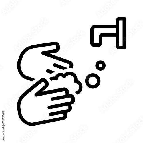 Black line icon for Wash hands