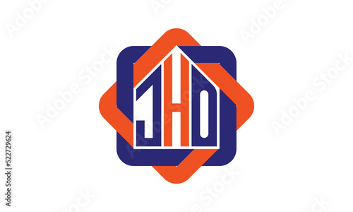 JHO three letter real estate logo with home icon logo design vector template | construction logo | housing logo | engineering logo | initial letter logo | minimalist logo | property logo |