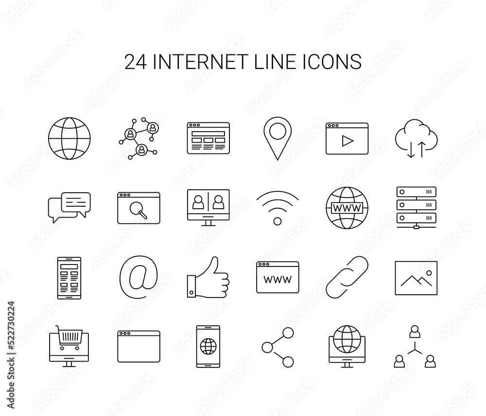 Line icon set. Internet pack. Vector Illustration Line icon set. Internet pack. Vector Illustration