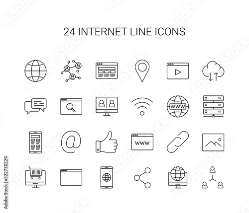 Line icon set. Internet pack. Vector Illustration