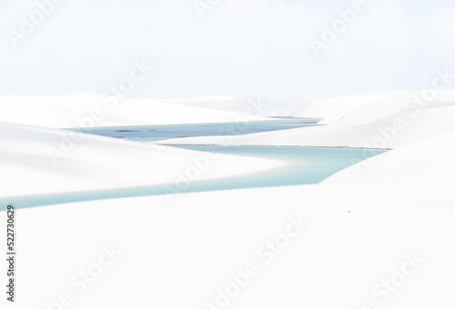Fototapeta Naklejka Na Ścianę i Meble -  white sand dunes filled with water of Lencois Maranhenses, Brasil