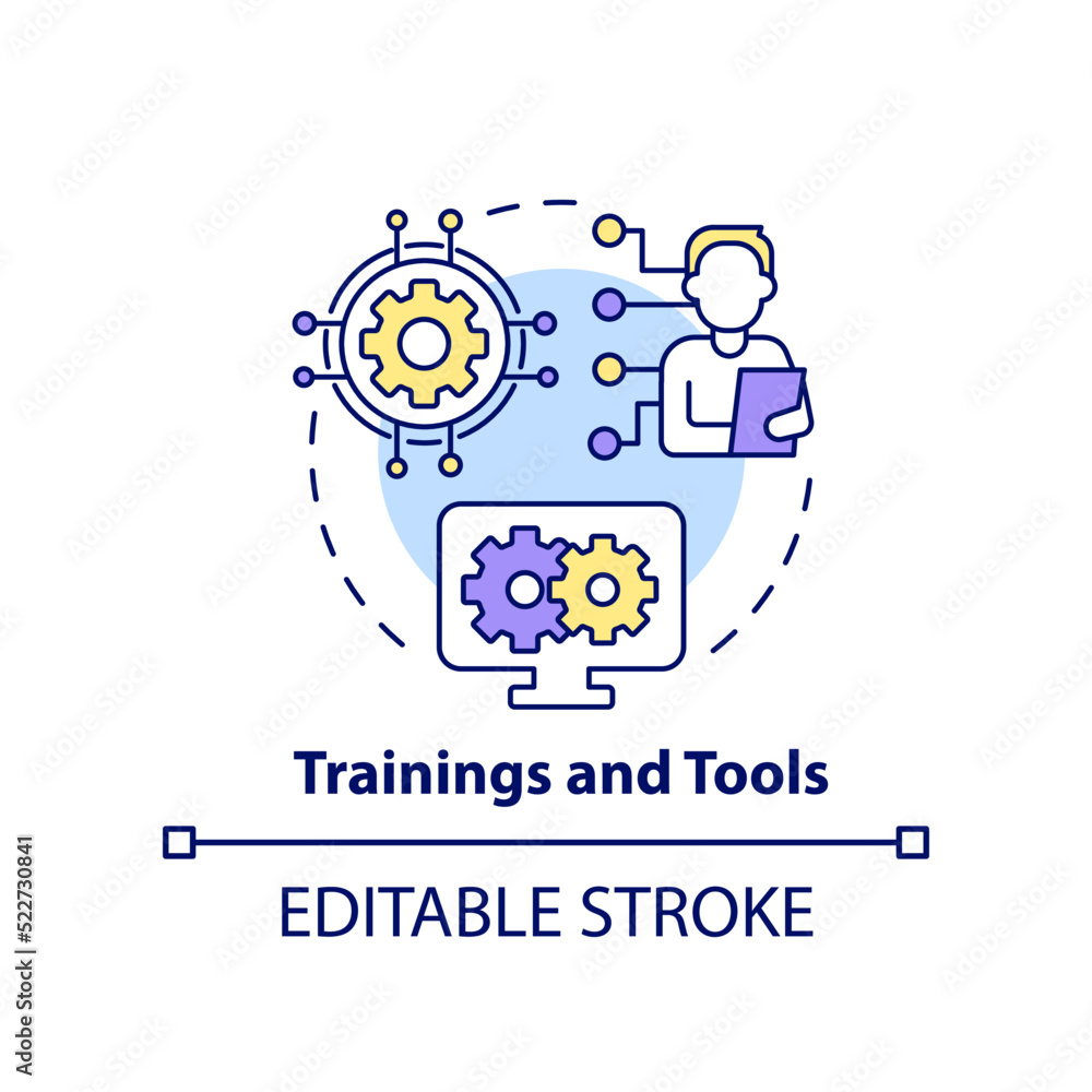 Training and tools concept icon. Business workflow. Creating hybrid ...