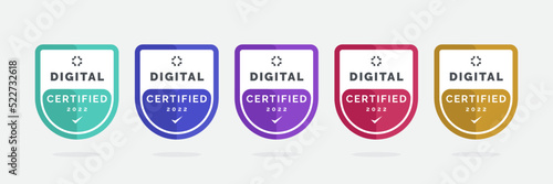 Certification badge design with modern shield vector illustration