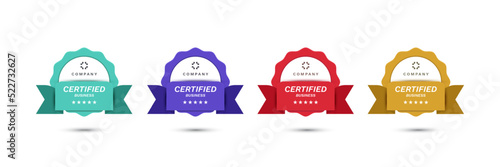 Modern certificate badge design with ribbon vector illustration