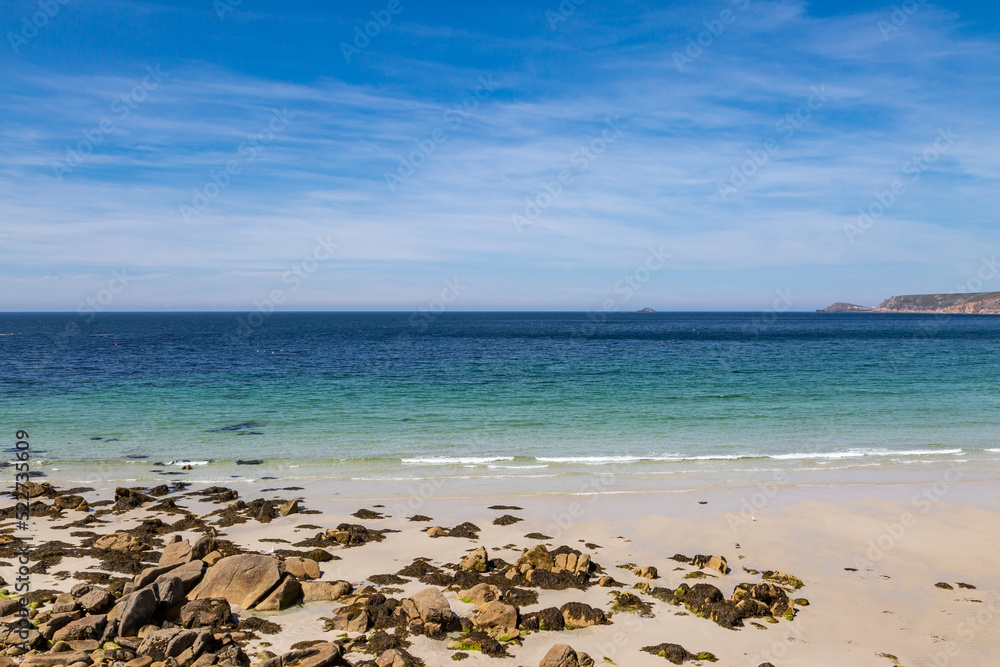 Looking out to sea, at Sennen beach in Cornwall