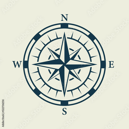 Rose Wind Navigation Retro Equipment Sign. Adventure Direction Arrow to North South West East Orientation Navigator Modern Glyph Pictogram. Compass Map Silhouette Icon. Isolated Vector Illustration