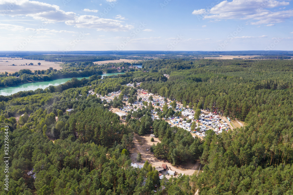 Camp im Wald, Luftaufnahme, Polen, Europa