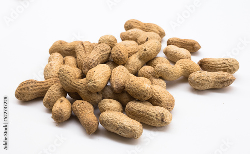 bunch of ecological peanuts on a white background