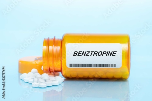 Benztropine Drug In Prescription Medication  Pills Bottle photo