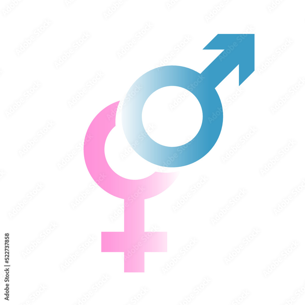 Gender equal sign vector icon. Men and women equal concept icon on white background. Female and male sex icon. Gender equal sign vector icon. Men and women equal concept icon on white background. Female and male sex icon.