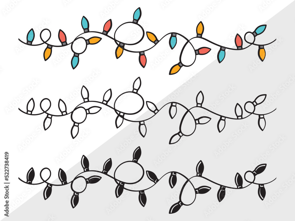 String Lights Clipart SVG Lights Svg Light Strand Svg Icicle