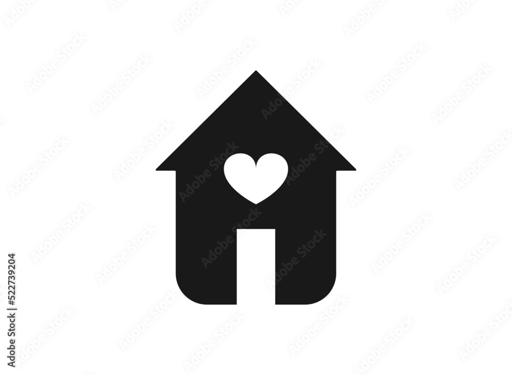 House with heart shape within, love home symbol, vector illustration isolated on white background House with heart shape within, love home symbol, vector illustration isolated on white background