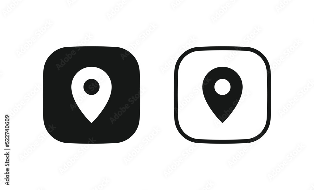Location pin icon, map pointer marker symbol, gps map pin icon button in filled, thin line, outline and stroke style for apps and website Location pin icon, map pointer marker symbol, gps map pin icon button in filled, thin line, outline and stroke style for apps and website