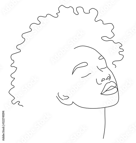 The face is one line. An African woman in a traditional headdress.