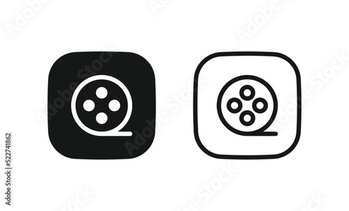 reels icon, media player filmstrip icon, film reel icon - camera tape symbol . video film roll icons