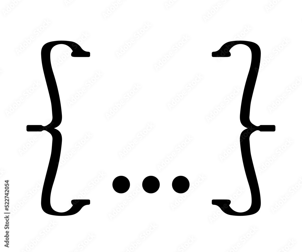 Black curly braces isolated on white background Round brackets Quote