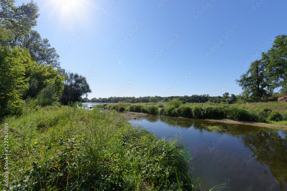 Mahyses island protected natural area in the Loire Valley near Saint-Benoist-sur-Loire village