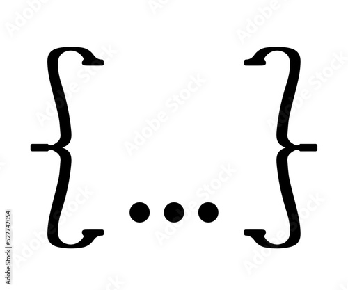 Black curly braces isolated on white background Round brackets Quote sign for typing and typography Vector illustration Flat style icon