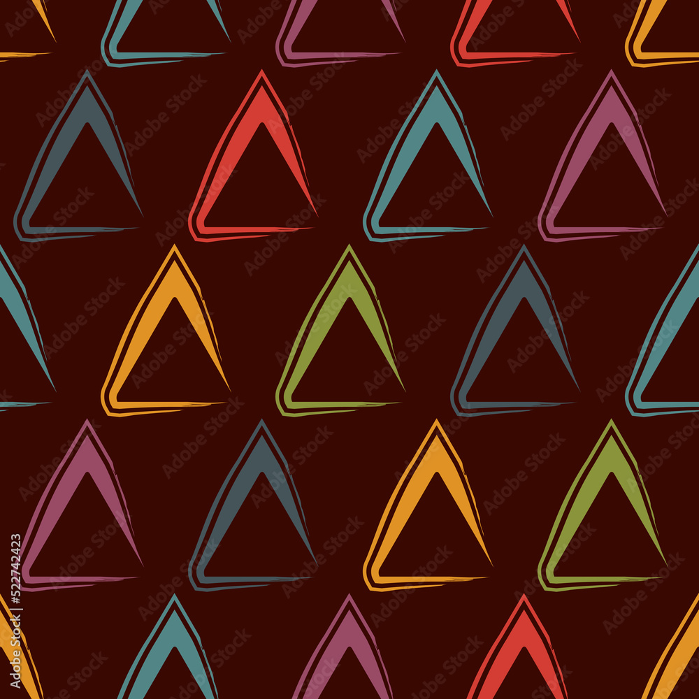 Triangle motif minimal geometric print. Paint brush seamless pattern. Freehand design background. Trendy handdrawn modern simple geo ornament Triangle motif minimal geometric print. Paint brush seamless pattern. Freehand design background. Trendy handdrawn modern simple geo ornament
