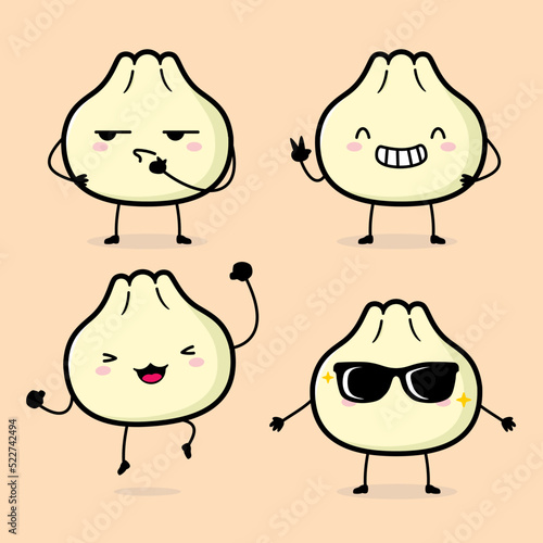 vector illustration of cute bun emoji