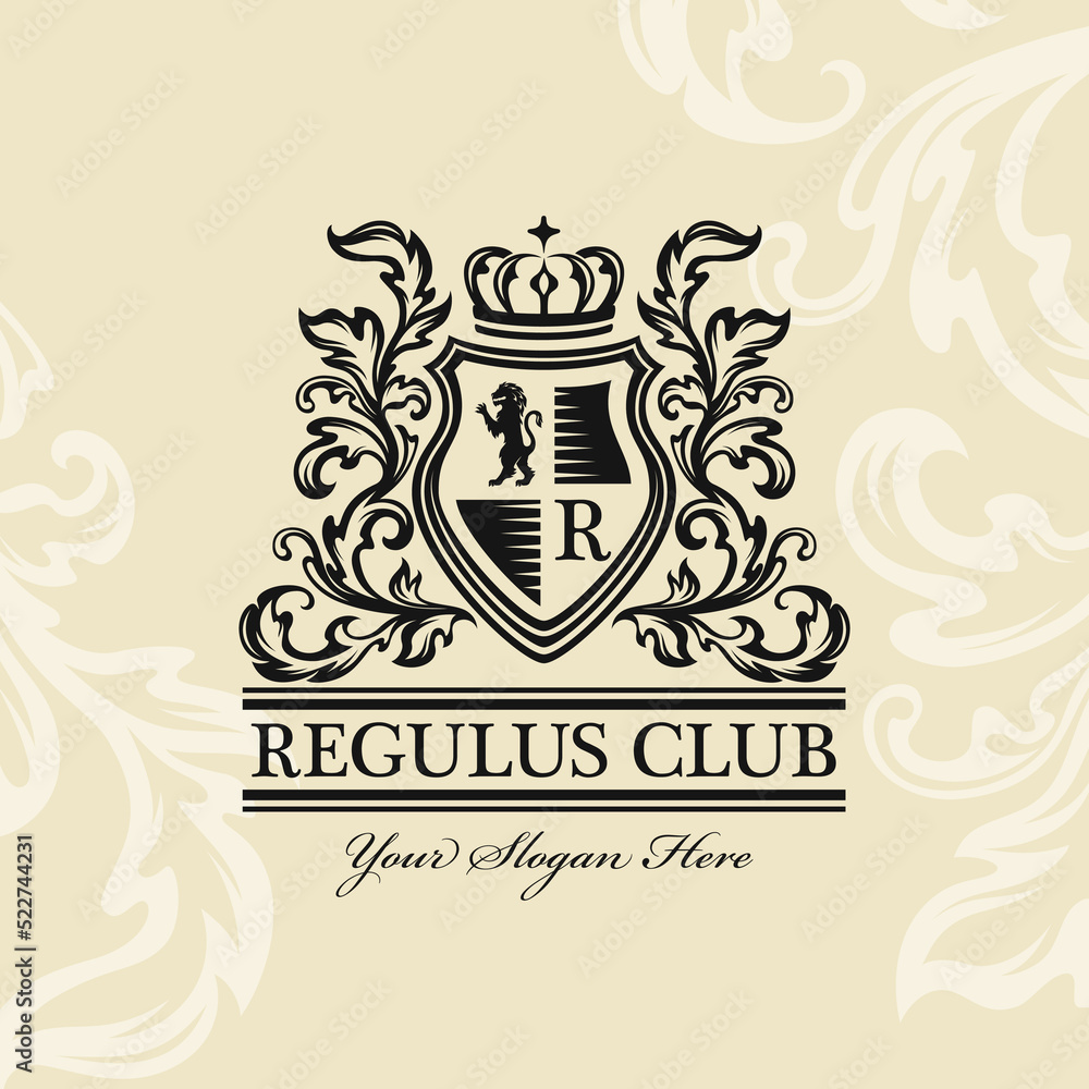 Fototapeta premium Heraldic logo template. Vintage ornamental emblem