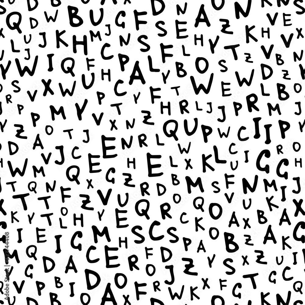 Alphabet background. Vector seamless pattern with ink drawn letters. Alphabet background. Vector seamless pattern with ink drawn letters.
