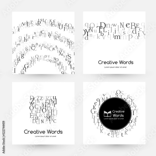 Letters. English alphabet design collection. Vector illustrations for students and children education classes and language lessons advertising.