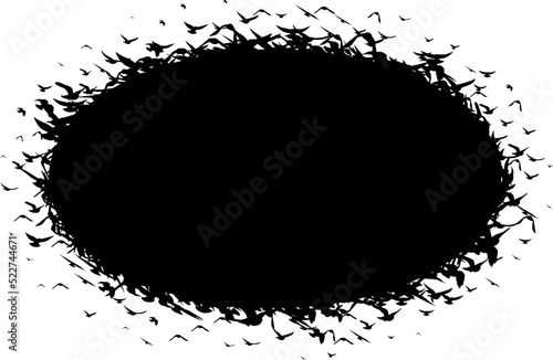 Frame with scattered silhouettes of birds. Vector isolated decoration element.