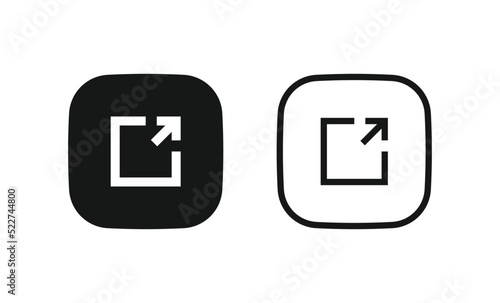External Link Icon symbol, page open new window icon, open another tab icon button, arrow share icon