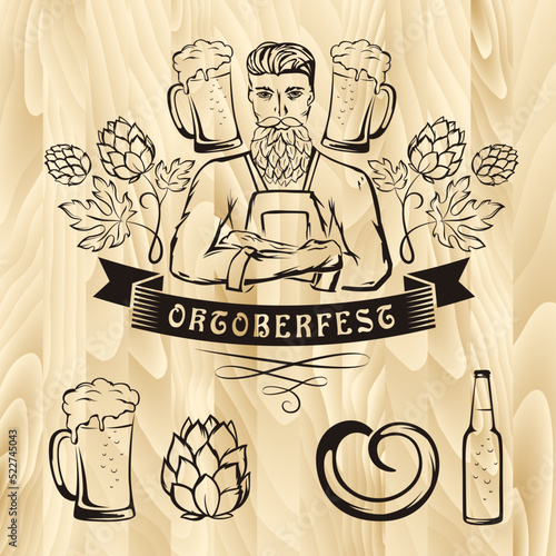 Oktoberfest label with decorative elements