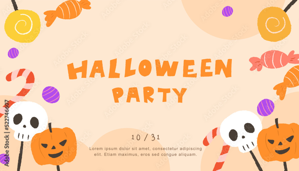 Halloween party greeting background with candies. Halloween party greeting background with candies.