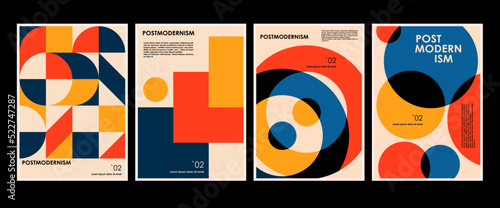 Artworks, posters inspired postmodern of vector abstract dynamic symbols with bold geometric shapes, useful for web background, poster art design, magazine front page, hi-tech print, cover artwork.