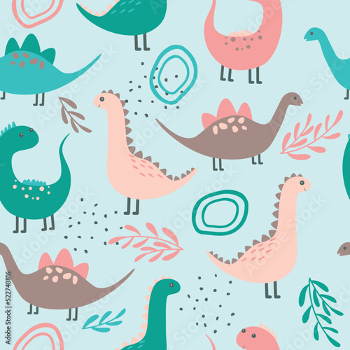 seamless pattern with dinosaurs