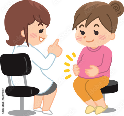 妊婦健診　女医と妊婦